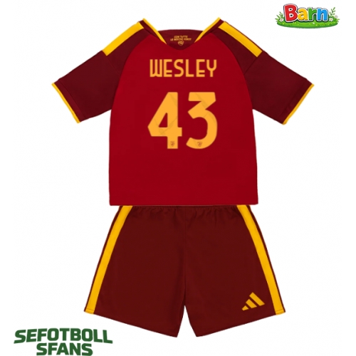 AS Roma Wesley Franca #43 Hemmaställ Barn 2026-27 Kortärmad (+ Korta byxor)